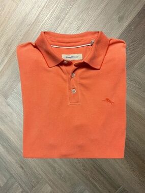 Tommy‎ Bahama Polo Shirt Mens XL Orange Short Sleeve Casual Golf Resort Wear
